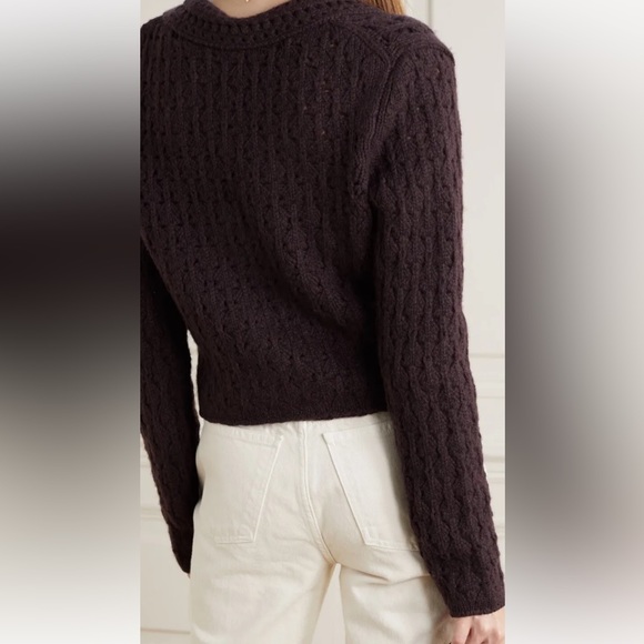 Vince crochet wool blend cashmere cardigan plum wine XXS - Picture 8 of 13